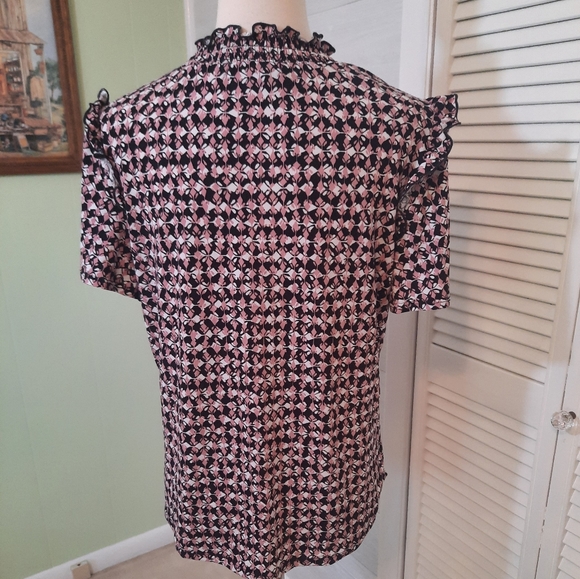 Adrienne vittadini smocked neck top blouse sz medium *2 - Picture 4 of 9